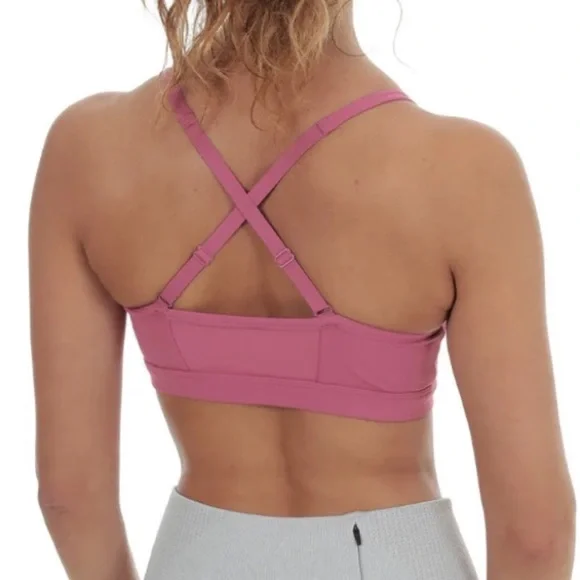 Gymshark Dark Pink Ruched Training Sports Bra Size Small - Picture 2 of 15